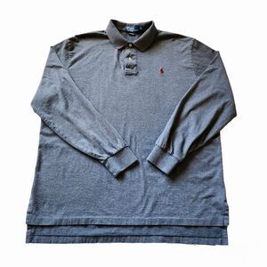 Ralph Lauren Polo Shirt Mens XL Gray Long Sleeve Pullover Golf Red Pony